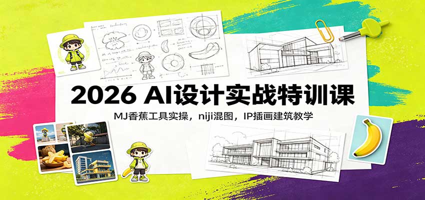 2026 AI设计实战特训课:MJ香蕉工具实操,niji混图,IP插画建筑教学 2026 AI设计实战特训课:MJ香蕉工具实操,niji混图,IP插画建筑教学