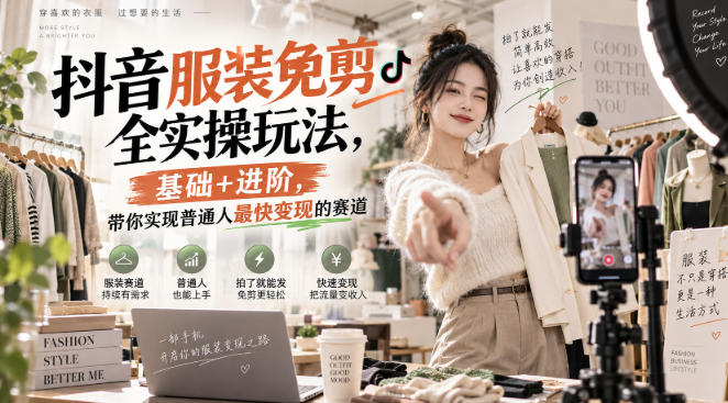 抖音服装免剪全实操玩法,基础+进阶,带你实现普通人最快变现的赛道 抖音服装免剪全实操玩法,基础+进阶,带你实现普通人最快变现的赛道