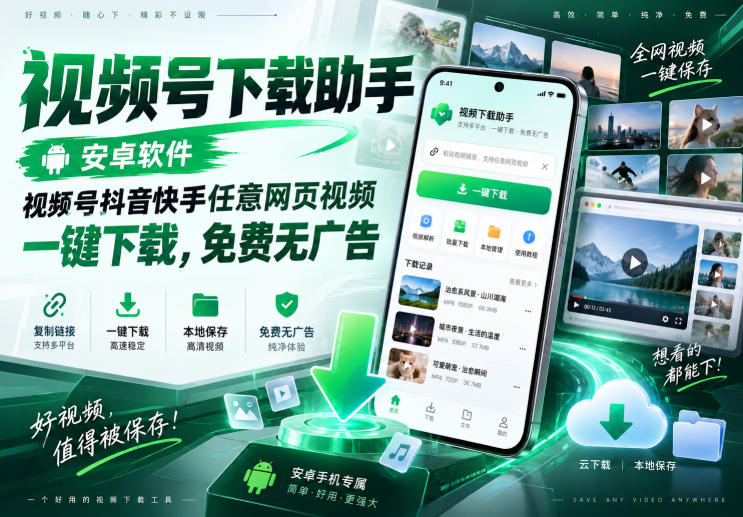 视频号下载助手,安卓软件,视频号抖音快手任意网页视频,一键下载,免费无广告 视频号下载助手,安卓软件,视频号抖音快手任意网页视频,一键下载,免费无广告