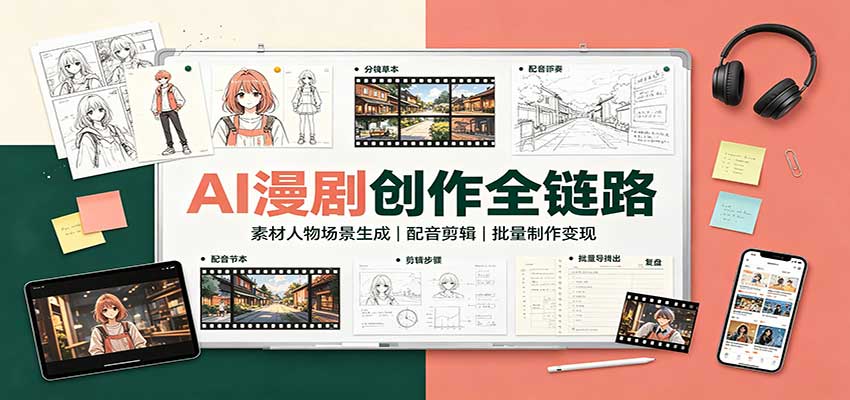 AI漫剧创作全链路:素材人物场景生成,配音剪辑,批量制作变现 AI漫剧创作全链路:素材人物场景生成,配音剪辑,批量制作变现