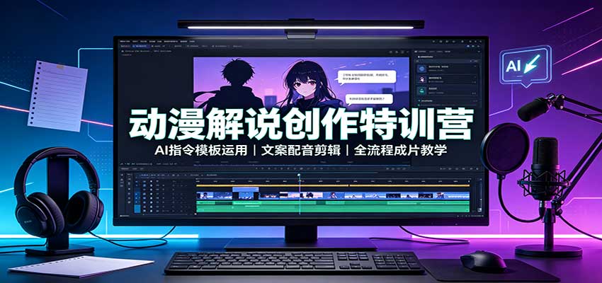 动漫解说创作特训营:AI指令模板运用,文案配音剪辑,全流程成片教学 动漫解说创作特训营:AI指令模板运用,文案配音剪辑,全流程成片教学