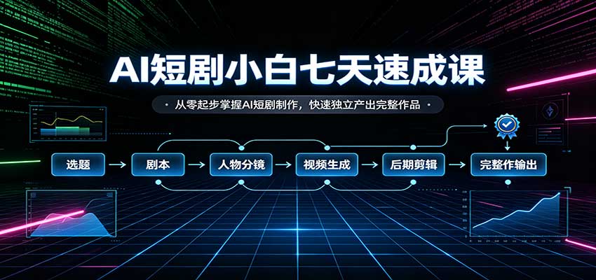 AI短剧小白七天速成课：从零起步掌握AI短剧制作，快速独立产出完整作品