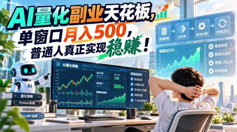 AI量化副业天花板,单窗口月入500,普通人真正实现稳賺!【揭秘】 AI量化副业天花板,单窗口月入500,普通人真正实现稳賺!【揭秘】