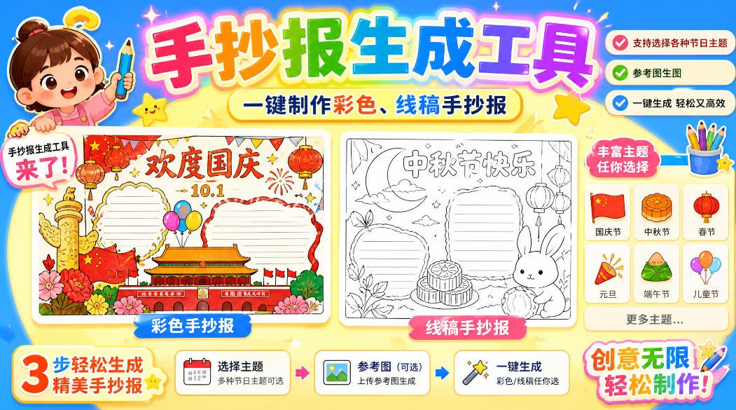 手抄报批量生成工具来了,完全免费,告别豆包生图,高清无水印 手抄报批量生成工具来了,完全免费,告别豆包生图,高清无水印