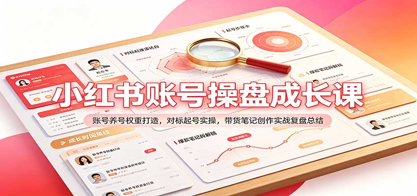 小红书账号操盘成长课:账号养号权重打造,对标起号实操,带货笔记创作实战复盘总结 小红书账号操盘成长课:账号养号权重打造,对标起号实操,带货笔记创作实战复盘总结