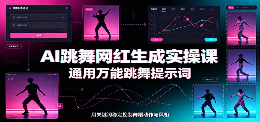 AI跳舞网红生成实操课:通用万能跳舞提示词,多模型适配,人物舞蹈视频制作全套教学 AI跳舞网红生成实操课:通用万能跳舞提示词,多模型适配,人物舞蹈视频制作全套教学