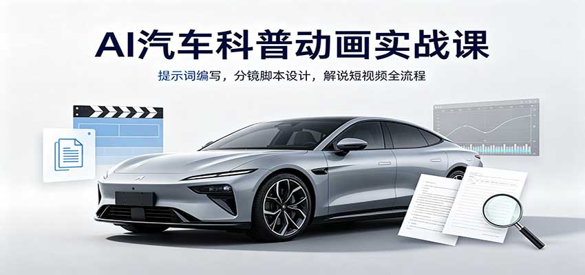 AI汽车科普动画实战课:提示词编写,分镜脚本设计,解说短视频全流程 AI汽车科普动画实战课:提示词编写,分镜脚本设计,解说短视频全流程