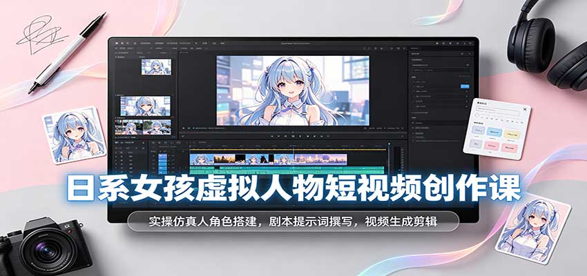 日系女孩虚拟人物短视频创作课:实操仿真人角色搭建,剧本提示词撰写,视频生成剪辑 日系女孩虚拟人物短视频创作课:实操仿真人角色搭建,剧本提示词撰写,视频生成剪辑