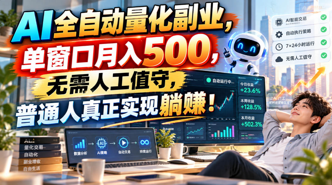 (20826期)AI全自动量化副业,单窗口月入500,无需人工值守,普通人真正实现躺賺! (20826期)AI全自动量化副业,单窗口月入500,无需人工值守,普通人真正实现躺賺!