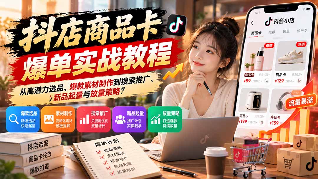 (21148期)抖店商品卡爆单实战教程:从高潜力选品、爆款素材制作到搜索推广、新品起量与放量策略 (21148期)抖店商品卡爆单实战教程:从高潜力选品、爆款素材制作到搜索推广、新品起量与放量策略