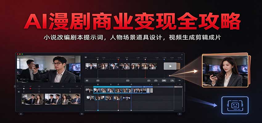 AI漫剧商业变现全攻略:小说改编剧本提示词,人物场景道具设计,视频生成剪辑成片 AI漫剧商业变现全攻略:小说改编剧本提示词,人物场景道具设计,视频生成剪辑成片