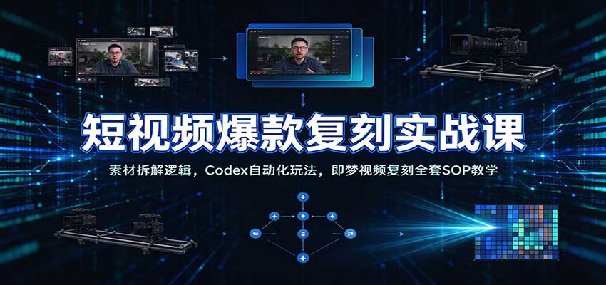 短视频爆款复刻实战课：素材拆解逻辑，Codex自动化玩法，即梦视频复刻全套SOP教学