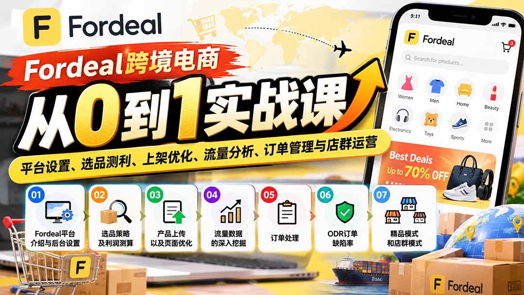 (20914期)Fordeal跨境电商从0到1实战课:平台设置、选品测利、上架优化、流量分析、订单管理与店群运营 (20914期)Fordeal跨境电商从0到1实战课:平台设置、选品测利、上架优化、流量分析、订单管理与店群运营