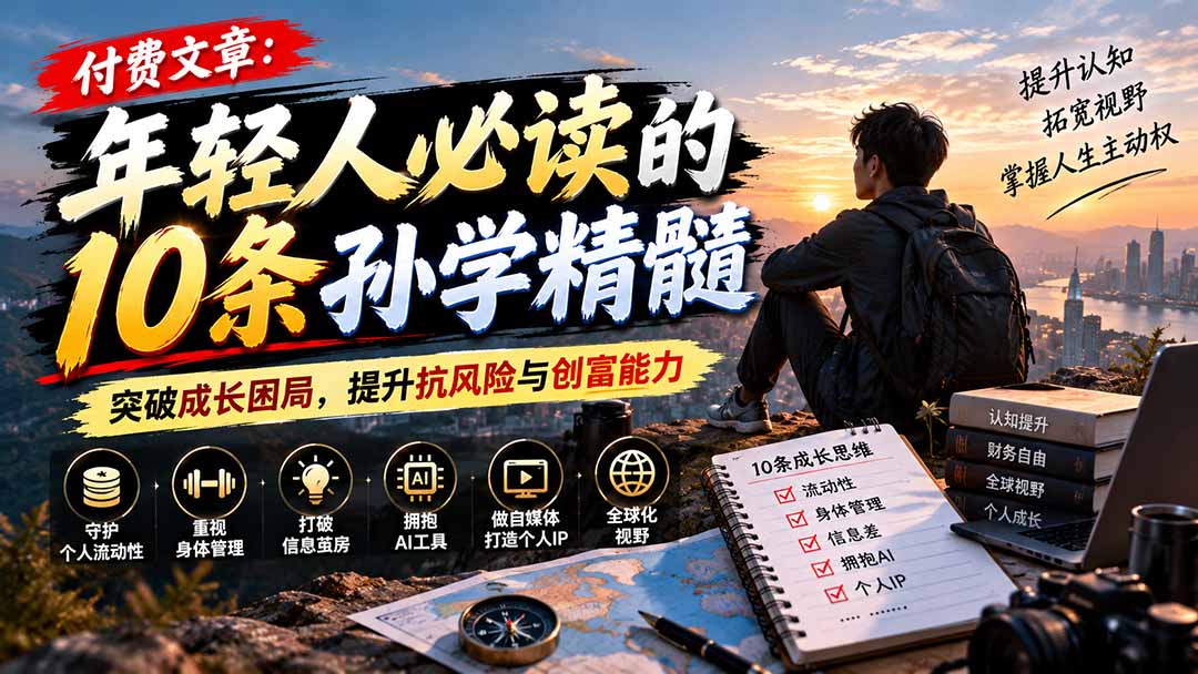 (21112期)付费文章:年轻人必读的10条孙学精髓,突破成长困局,提升抗风险与创富能力 (21112期)付费文章:年轻人必读的10条孙学精髓,突破成长困局,提升抗风险与创富能力