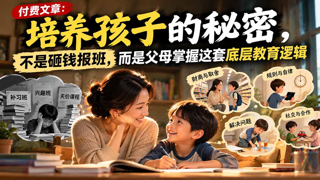 （21179期）付费文章：培养孩子的秘密，不是砸钱报班，而是父母掌握这套底层教育逻辑