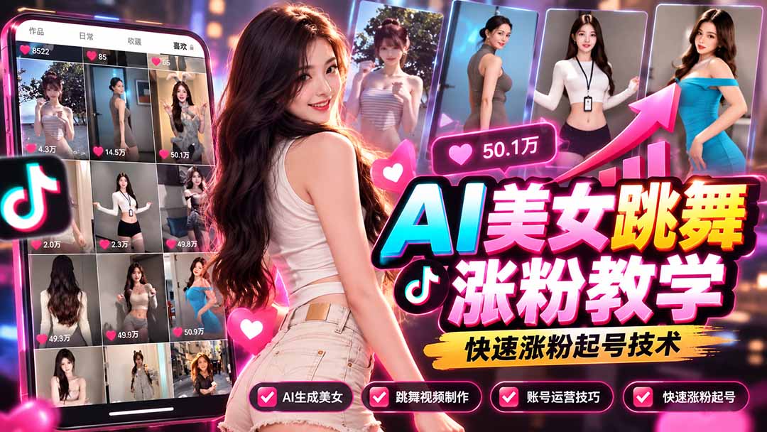 (21256期)AI美女跳舞涨粉教学,AI生成美女,跳舞视频制作,账号运营与快速起号涨粉 (21256期)AI美女跳舞涨粉教学,AI生成美女,跳舞视频制作,账号运营与快速起号涨粉