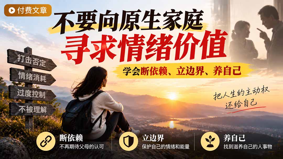 (21132期)付费文章:不要向原生家庭寻求情绪价值,学会断依赖、立边界、养自己 (21132期)付费文章:不要向原生家庭寻求情绪价值,学会断依赖、立边界、养自己