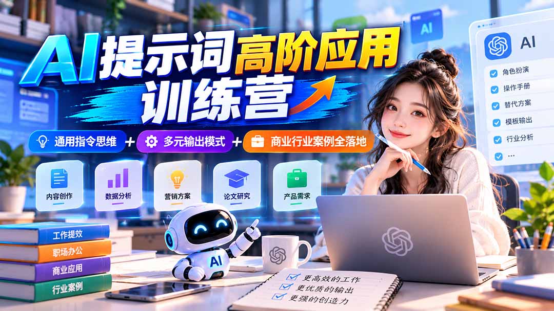 (20823期)【无水印】AI提示词高阶应用训练营|通用指令思维+多元输出模式+商业行业案例全落地 (20823期)【无水印】AI提示词高阶应用训练营|通用指令思维+多元输出模式+商业行业案例全落地