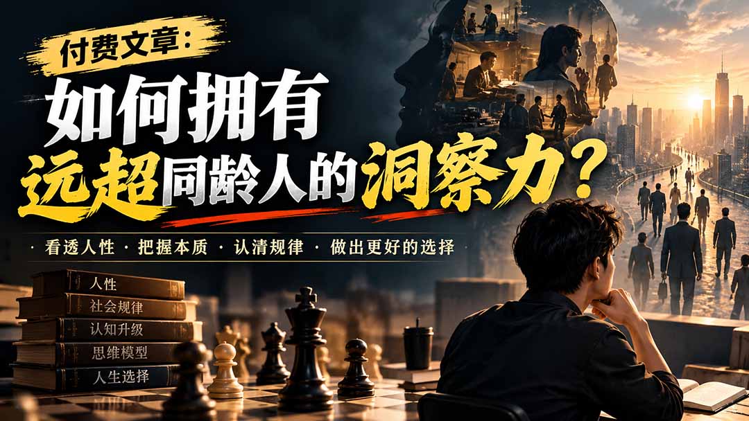 (20976期)付费文章:如何拥有远超同龄人的洞察力? (20976期)付费文章:如何拥有远超同龄人的洞察力?