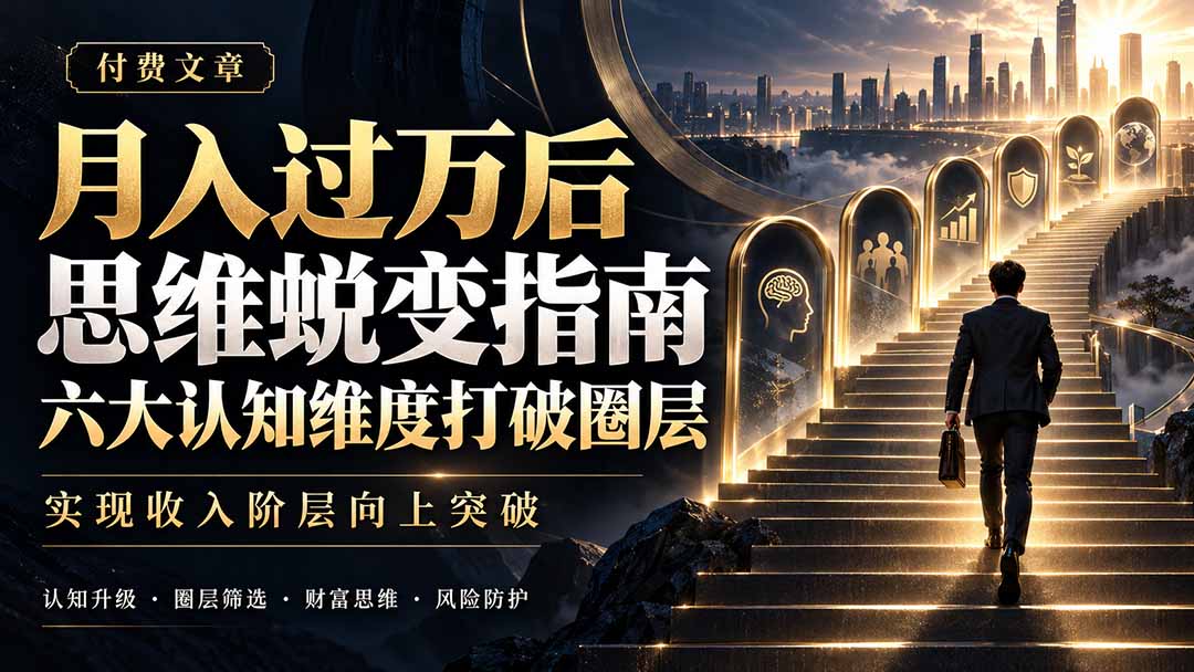 (21210期)付费文章:月入过万后思维蜕变指南,六大认知维度打破圈层,实现收入阶层向上突破 (21210期)付费文章:月入过万后思维蜕变指南,六大认知维度打破圈层,实现收入阶层向上突破