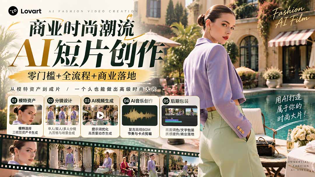(21000期)从一张模特图到高级时尚广告大片:AI三视图资产、场景合成、电影分镜、动态生成与复古音乐剪辑实战课 (21000期)从一张模特图到高级时尚广告大片:AI三视图资产、场景合成、电影分镜、动态生成与复古音乐剪辑实战课