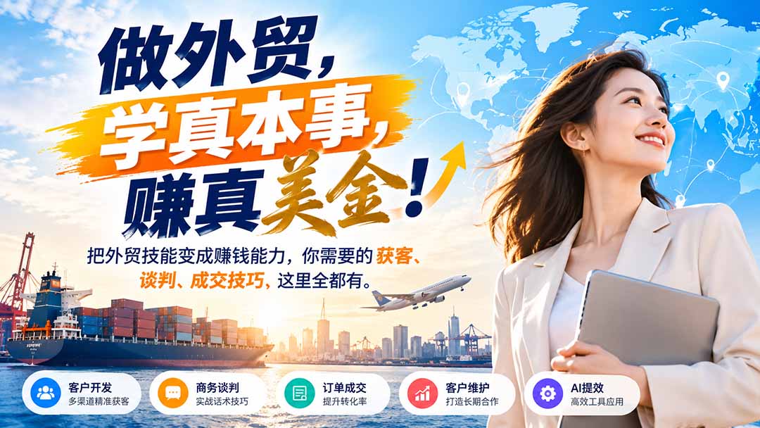 (21106期)做外贸,学真本事,赚真美金!把外贸技能变成赚钱能力,你需要的获客、谈判、成交技巧,这里全都有 (21106期)做外贸,学真本事,赚真美金!把外贸技能变成赚钱能力,你需要的获客、谈判、成交技巧,这里全都有