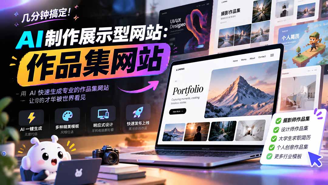 （21213期）几分钟搞定，AI制作展示型网站制作：作品集网站，用AI快速生成专业的作品集网站，接单变现！