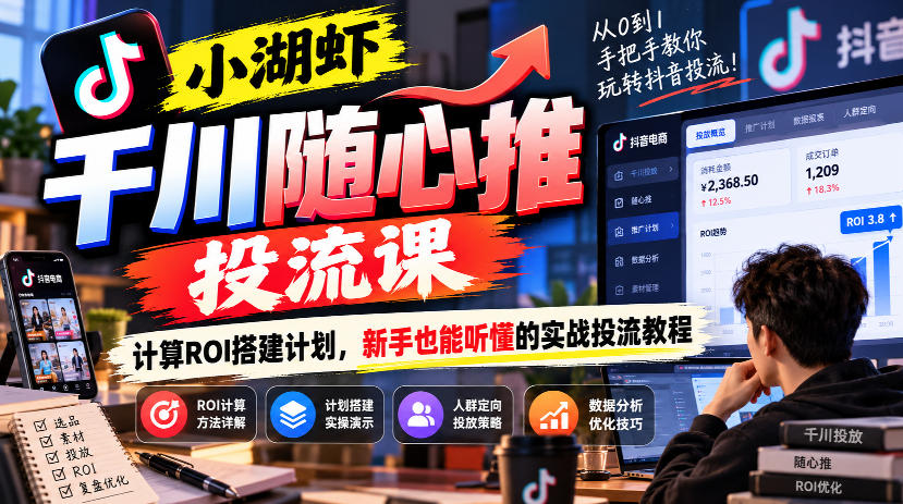 小湖虾千川随心推投流课,计算ROI搭建计划,新手也能听懂的实战投流教程 小湖虾千川随心推投流课,计算ROI搭建计划,新手也能听懂的实战投流教程