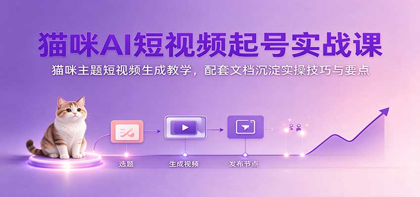 猫咪AI短视频起号实战课:猫咪主题短视频生成教学,配套文档沉淀实操技巧与要点 猫咪AI短视频起号实战课:猫咪主题短视频生成教学,配套文档沉淀实操技巧与要点