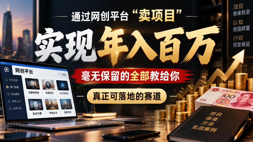 通过网创平台“卖项目”实现年入100w，毫无保留的全部教给你，真正可落地的赛道【揭秘】
