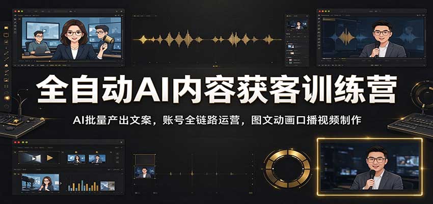全自动AI内容获客训练营:AI批量产出文案,账号全链路运营,图文动画口播视频制作 全自动AI内容获客训练营:AI批量产出文案,账号全链路运营,图文动画口播视频制作