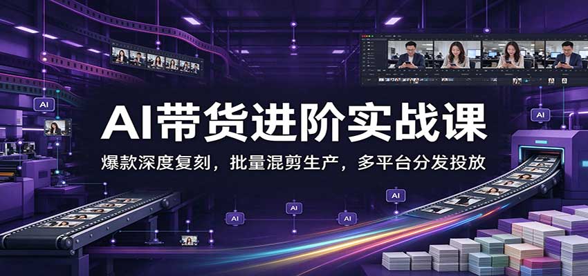 AI带货进阶实战课:爆款深度复刻,批量混剪生产,多平台分发投放 AI带货进阶实战课:爆款深度复刻,批量混剪生产,多平台分发投放