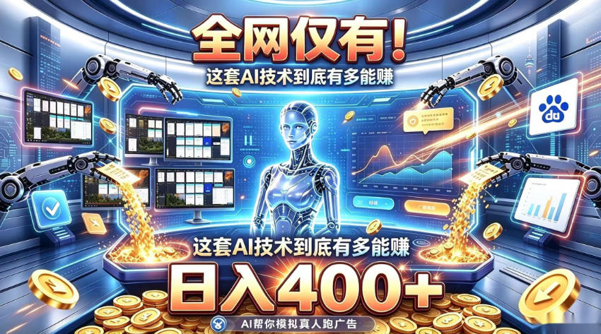 全网仅有！这套AI技术到底有多能賺，日入400+，无需人工干预，实现真正被动变现【揭秘】