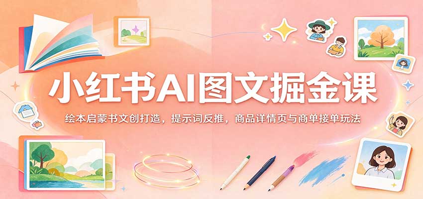 小红书AI图文掘金课:绘本启蒙书文创打造,提示词反推,商品详情页与商单接单玩法 小红书AI图文掘金课:绘本启蒙书文创打造,提示词反推,商品详情页与商单接单玩法