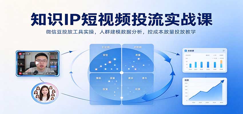 知识IP短视频投流实战课:微信豆投放工具实操,人群建模数据分析,控成本放量投放教学 知识IP短视频投流实战课:微信豆投放工具实操,人群建模数据分析,控成本放量投放教学