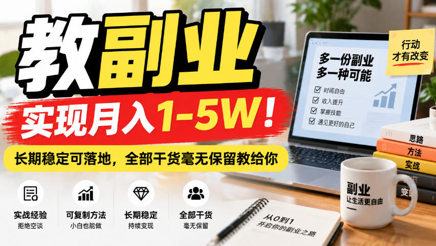 “教副业”实现月入1-5W!长期稳定可落地,全部干货毫无保留教给你【揭秘】 “教副业”实现月入1-5W!长期稳定可落地,全部干货毫无保留教给你【揭秘】