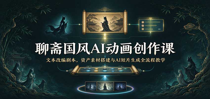聊斋国风AI动画创作课:文本改编剧本,资产素材搭建与AI短片生成全流程教学 聊斋国风AI动画创作课:文本改编剧本,资产素材搭建与AI短片生成全流程教学