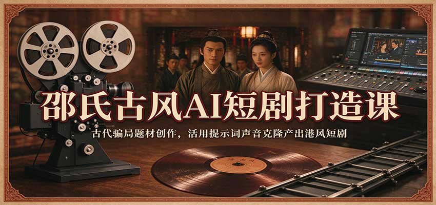 邵氏古风AI短剧打造课:古代骗局题材创作,活用提示词声音克隆产出港风短剧 邵氏古风AI短剧打造课:古代骗局题材创作,活用提示词声音克隆产出港风短剧