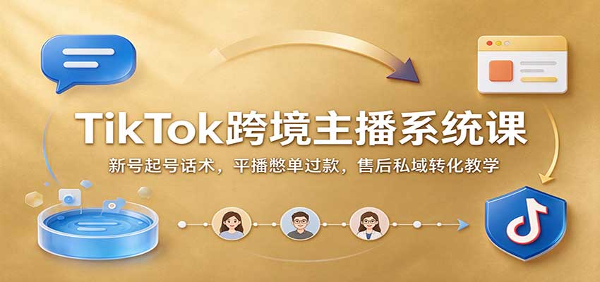 TikTok跨境主播系统课：新号起号话术，平播憋单过款，售后私域转化教学