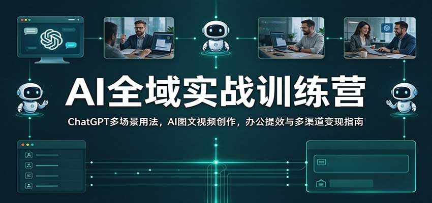 AI全域实战训练营:ChatGPT多场景用法,AI图文视频创作,办公提效与多渠道变现指南 AI全域实战训练营:ChatGPT多场景用法,AI图文视频创作,办公提效与多渠道变现指南