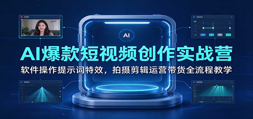 AI爆款短视频创作实战营:软件操作提示词特效,拍摄剪辑运营带货全流程教学 AI爆款短视频创作实战营:软件操作提示词特效,拍摄剪辑运营带货全流程教学