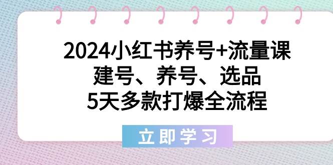 2024小红书养号+流量课:建号、养号、选品,5天多款打爆全流程 2024小红书养号+流量课:建号、养号、选品,5天多款打爆全流程